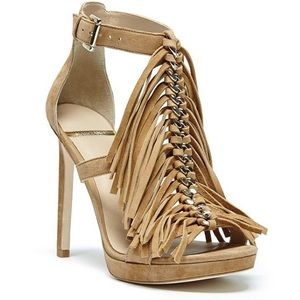 Marciano Cassie medium brown suede heels